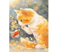 Puzzle 90 Pieces Adultes Chat Koi doré, Puzzle pour Adulte 90 Pièces Jeu éducatif défi Jouet Activité Familiale Parfaite, Puzzles de Décoration Familiale