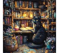 Puzzle 90 pièces Adultes Librairie Chat Firefly, Puzzle Adulte 90 pièces, Un Puzzles Difficile, Jeu de Puzzles pour Toute la Famille, Décoration Murale Maison