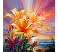Puzzle 90 pièces Adultes Lys Orange mer, Puzzle Adulte 90 pièces, Un Puzzles Difficile, Jeu de Puzzles pour Toute la Famille, Décoration Murale Maison