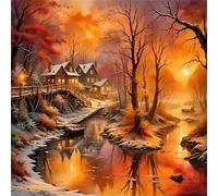Puzzle 90 pièces Adultes Paysage du Village en soirée, Puzzle Adulte 90 pièces, Un Puzzles Difficile, Jeu de Puzzles pour Toute la Famille, Décoration Murale Maison