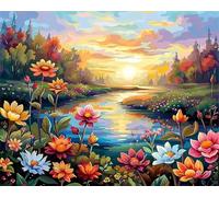 Puzzle 90 Pièces Adultes Paysage Rivière Fleurs 25x20cm 90 Pièces Puzzles pour Adultes Jeu éducatif défi Jouet, Puzzle Impossible pour Toute la Famille