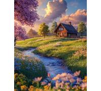 Puzzle 90 Pieces Adultes Ruisseau du Chalet de Campagne, Puzzle pour Adulte 90 Pièces Jeu éducatif défi Jouet Activité Familiale Parfaite, Puzzles de Décoration Familiale