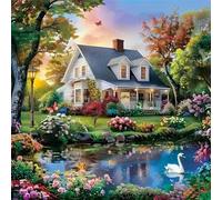 Puzzle 90 pièces Adultes Ruisseau du Jardin de la Villa, Puzzle Adulte 90 pièces, Un Puzzles Difficile, Jeu de Puzzles pour Toute la Famille, Décoration Murale Maison