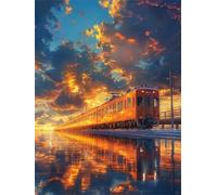 Puzzle 90 Pieces Adultes Train du Coucher du Soleil, Puzzle pour Adulte 90 Pièces Jeu éducatif défi Jouet Activité Familiale Parfaite, Puzzles de Décoration Familiale