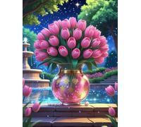 Puzzle 90 Pièces Adultes Vase Tulipe Perle, 90 pièces Puzzles pour Adultes Jeu éducatif Jouets Défi, Décoration de la Maison, Cadeaux de Vacances