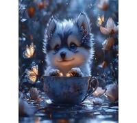 Puzzle 90 Pièces pour Adultes, Tasse à thé Chien Puzzle Adulte 90 pièces, Jeu de Création et Logique, Activité Détente, Idée Cadeau Adulte Décoration Intérieure