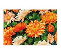 Puzzle à 1000 puzzles pour adultes - Puzzle d'art animal personnalisé - Grand puzzle rigide orange, chrysanthèmes marguerites, éléphant blanc, cadeaux drôles, 75 x 50 cm