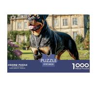 Puzzle à Assembler 1000 Pièces Chien de Compagnie Idée Cadeau Parfait - Rottweiler au Manoir Jeu Éducatif Stimulant pour Adultes 38x26cm