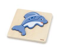 JEU PUZZLE - VIGA - Mini puzzle en bois Poisson - 4 pièces - Motricité fine - 18 mois et plus