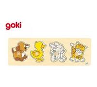 Goki - 2041533 - Puzzle En Bois À Encastrement - Chien, Canard - 4 Pièces