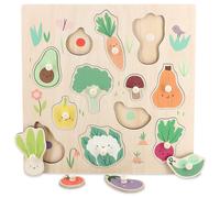 Vilac -Encastrement en Bois - Les légumes du Jardin - Sarah Betz - Montessori - stimule la Coordination - motricité et résolution de problèmes chez Les Tout-Petits - Univers poétique et éducatif