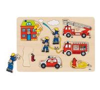 Goki 57907 Fire Brigade, Lift-Out Puzzle, Multicolor, Medium