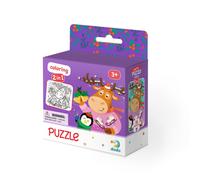 Puzzle à colorier - Mignon cerf et pingouin 16 pièces