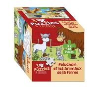 Puzzle a colorier - peluchon et les animaux de la ferme - Puzzle à colorier - Luc Turlan - Geste - Document jeunesse dès 3 ans