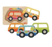 GOKI Puzzle à couches Van – bois 15 x 11 x 1,5 cm, 5 couches, 5 pièces