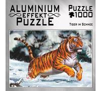 Puzzle à effet aluminium. Motif : Tigre dans la neige 1.000 pièces