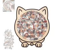 Puzzle à emboîter chats - 23,7 x 21,8 cm - Puzzle en bois - Kit de décoration de précision avec 135 pièces - Puzzle en bois de chat 3D - Pièces de puzzle irrégulières uniques - Parfait pour les