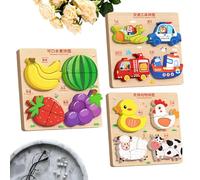 Puzzle à emboîter en Bois, Jouet éducatif, Animaux de la Ferme, Puzzles en Bois pour de 4 à 6 Ans, pour activités avec véhicules et Avions, pour l'école Maternelle et l'anniversaire