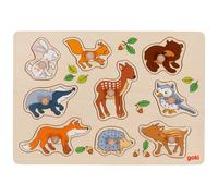 goki Puzzle à emboîter 57387 – Animaux de la forêt en bois – 9 pièces