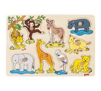 Goki Puzzle en bois à encastrement 2041551 Jeunes animaux africains 9 pièces