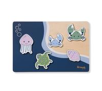 hauck Puzzle N Fit Puzzle Bebe, Jouet Bébé 1 An, Puzzle Encastrement Bois FSC, Formes Animaux, Stimulation Motricité Fine et Coordination Œil-Main, Couleur, Océan Bleu