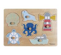 Kindsgut Jeu d'éveil puzzle en bois pour petits enfants – design simple, couleurs subtiles – océan