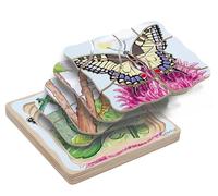 Puzzle à Étages Papillon - Jeu Éducatif pour Enfants 4 Ans et Plus - Apprentissage du Cycle de Vie des Animaux - Puzzle en Bois 4 en 1 - Développe Compétences Somatiques et Scientifiques