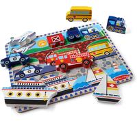 Puzzle À Grosses Pièces En Bois Véhicules, Cadeau pour enfants de 2 3 4 ans, Jouets d'éveil, Jouets d'activité et de développement, Jouet éducatif, Jouet classique en bois