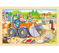Goki Puzzle en bois Chantier de construction 24 pièces Beige