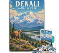 Puzzle À Motif Denali National Park Vintage Poster 1000pcs (38x26cm) Défi | Pour les passionnés de puzzles à Noël : ce puzzle adulte 1000 pièces offre une activité classique pour Noël.