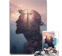 Puzzle À Motif Jesus Christ Double Exposure 1000pcs (70x50cm) pour Adultes | Profitez de cette activité pour les jours de pluie le w nd, pour se concentrer.