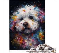 Puzzle à Offrir Bichon Frise Peinture 1000 pièces Puzzle en Carton pour Adultes Enfants de 12 Ans et Plus Jeu de Puzzle Familial Cadeaux d'anniversaire 1000 pièces (26x38 cm)