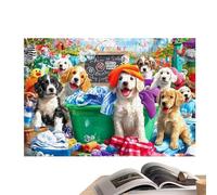 Puzzle À Thème Animalier,Jeu de Conception du Chien Faisant la Lessive | Puzzle 1000 Pièces pour Adultes avec Lettres au Dos - Activité Ludique pour Toute la Famille Hommes et Femmes
