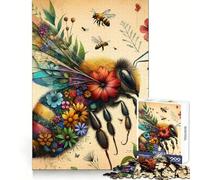 Puzzle Abeille Vintage pour Adultes, 1000 pièces, pour stimuler la mémoire et se détendre, Assemblage sécurisé, Cadeau de Noël Chaleureux (38x26cm)