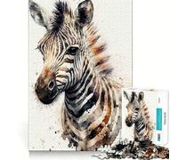 Puzzle Abstrait Aquarelle zèbre 1000 pièces Activité ludique et sans bavures Pièces nettes et découpées Idéal pour des soirées tranquilles (38x52cm)