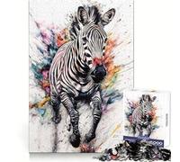 Puzzle Abstrait Aquarelle zèbre 1000 pièces pour Adolescents Détente et mémoire aiguisées Bords Nets Cadeau Festif (50x75cm)