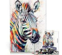 Puzzle Abstrait Aquarelle zèbre 1000 pièces pour Adolescents Entraînement à la Concentration, évasion paisible, Assemblage serré, Cadeau attentionné (38x26cm)
