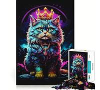 Puzzle Abstrait Chat Persan pour Adolescents, 1000 pièces, Jouet d'exercice Mental, Design Relaxant, Montage, Surprise de Noël (38x52cm)