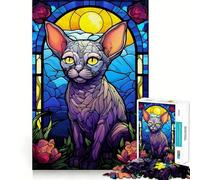 Puzzle Abstrait Chat Sphynx 1000 pièces pour Adolescents Stimule la mémoire, réduit Le Stress, découpe de qualité supérieure, Cadeau précieux 38x26cm