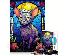 Puzzle Abstrait Chat Sphynx pour Adultes 1000 pièces, Jeu de logique mentale, Doux et Relaxant, découpe Ferme, liste de souhaits du Père Noël 38x52cm