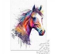 Puzzle Abstrait Cheval Équestre pour Adultes et Adolescents, 1000 Pièces, Puzzle en Bois pour Adolescents, Jeu d'Ingénie, 1000 Pièces (75x50cm)