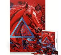 Puzzle Abstrait Cheval Rouge 1000 pièces pour Adolescents Renforce la mémoire, apaise et détend, Bords Lisses, Cadeau Original (38x26cm)