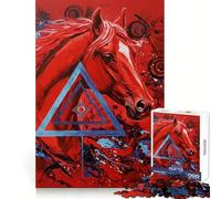 Puzzle Abstrait Cheval Rouge pour Adultes, 1000 pièces, Casse-tête et Passe-Temps Calme, Assemblage d'image, Joli Cadeau (50x75cm)