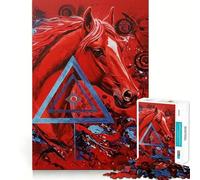 Puzzle Abstrait Cheval Rouge pour Adultes, 1000 pièces, Casse-tête et Passe-Temps Calme, Assemblage d'image, Joli Cadeau (50x75cm)