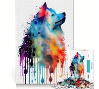 Puzzle Abstrait coloré Samoyède 1000 pièces pour Adolescents Améliore la mémoire Détente et Plaisir Bords précis Cadeau élégant (38x26cm)