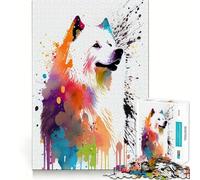 Puzzle Abstrait coloré Samoyède 1000 pièces pour Adolescents, Jeu de logique Solide, Moment Serein, Bords Nets, Cadeau créatif (38x26cm)