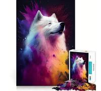 Puzzle Abstrait coloré Samoyède 1000 pièces pour Adultes Stimule la mémoire Paisible et Amusant Découpe de qualité supérieure Cadeau mémorable (38x26cm)