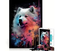 Puzzle Abstrait coloré Samoyède 1000 pièces pour Adultes Stimule la mémoire Paisible et Amusant Découpe de qualité supérieure Cadeau mémorable (38x26cm)