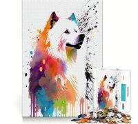 Puzzle Abstrait coloré Samoyède de 1000 pièces pour Adolescents, Jeu intellectuel, détente mentale, découpe de qualité, Cadeau de Vacances (50x75cm)