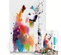 Puzzle Abstrait coloré Samoyède pour Adolescents, 1000 pièces, stimule la mémoire, se détend et s'amuse, découpe de qualité supérieure, Cadeau élégant (38x52cm)